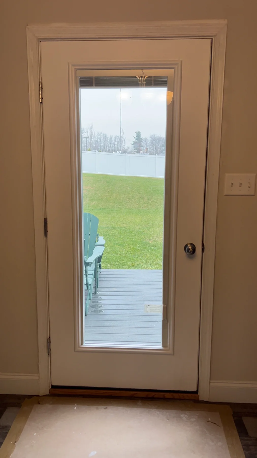 Exterior door installed in a finished room