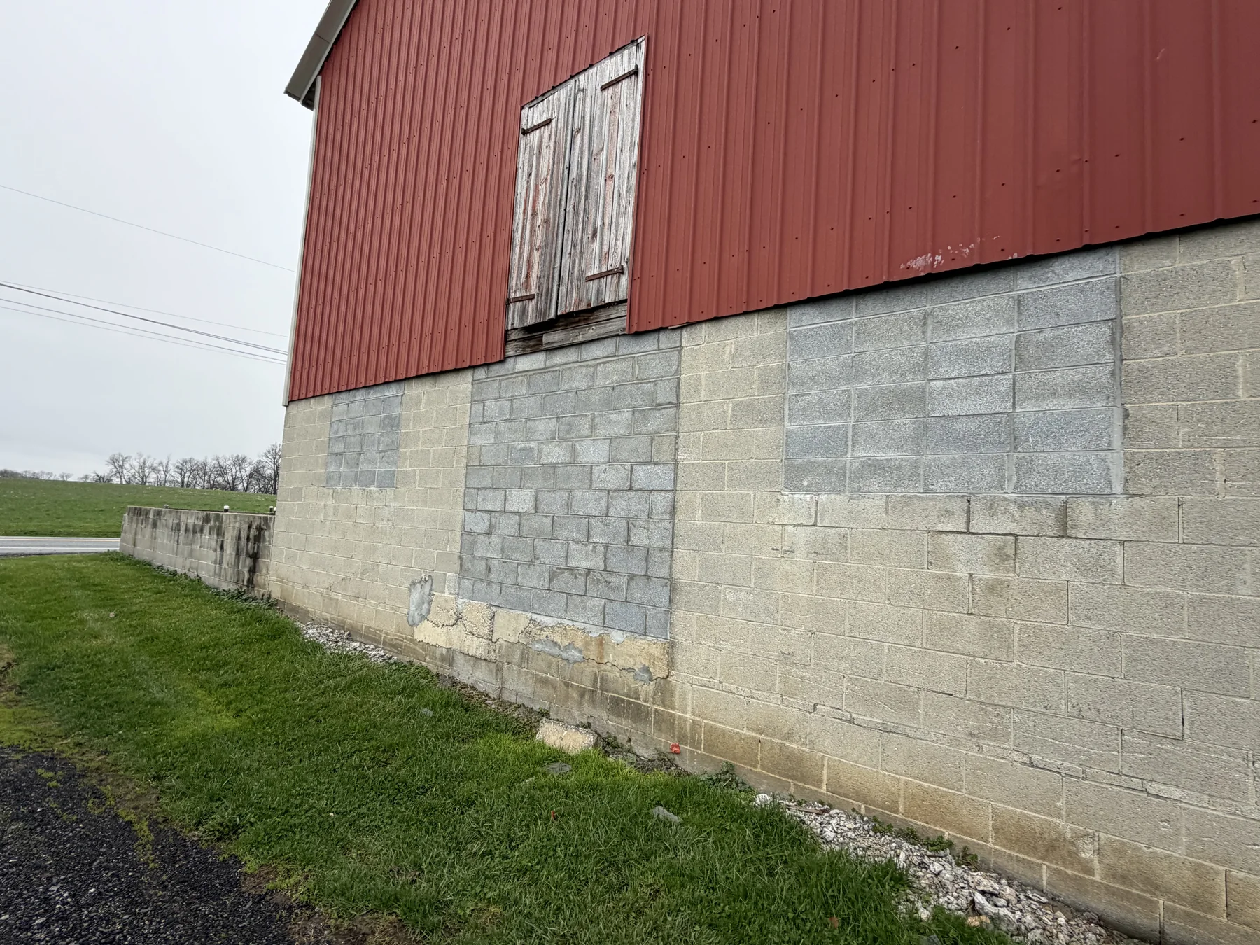 Block wall repair on a large building