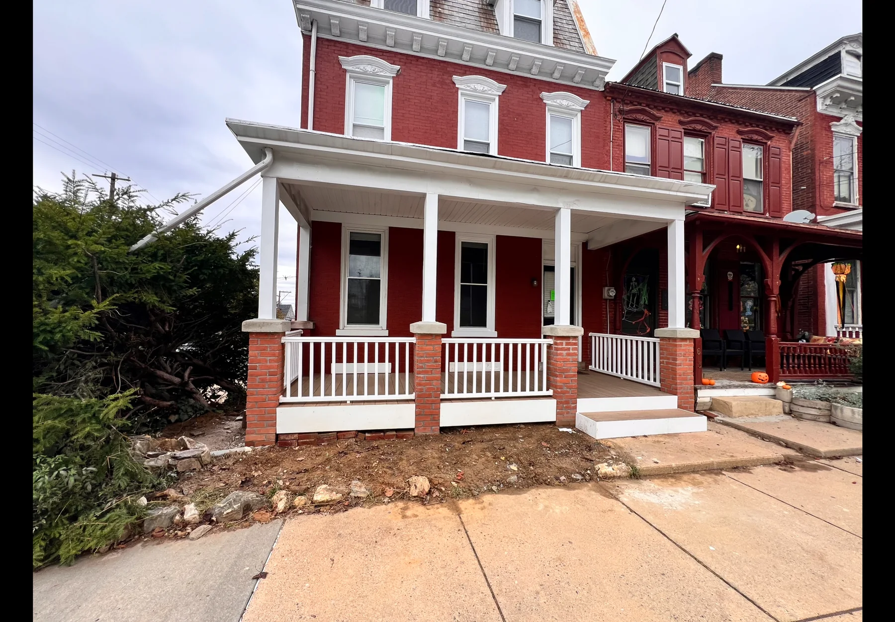 Front porch renovation on a brick home